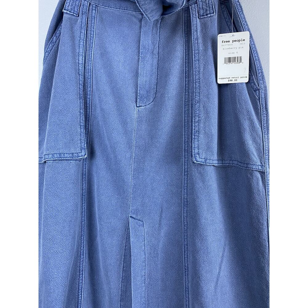 NWT Free People Sz 4 Blueberry Pie Catch Feelings Linen Blend Midi Skirt - Picture 6 of 16